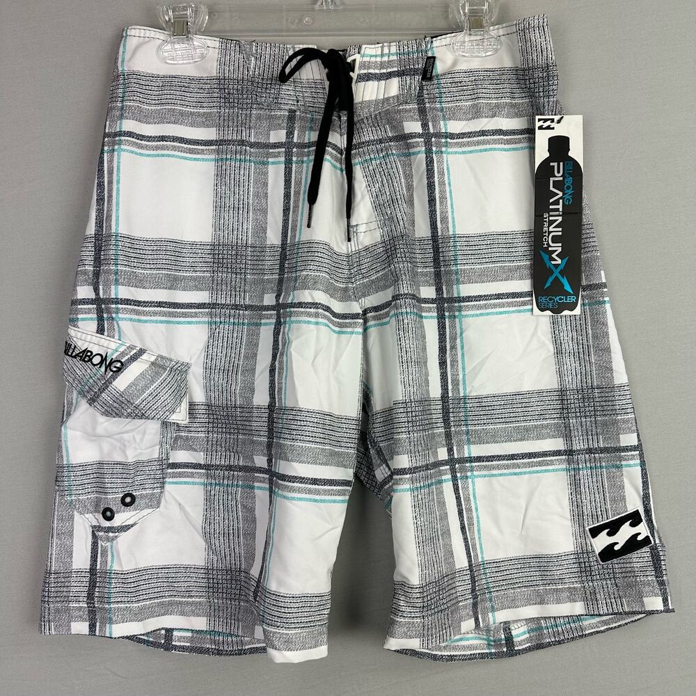 Billabong Men’s 30 Platinum X R U Serious Board Shorts Plaid Stretch